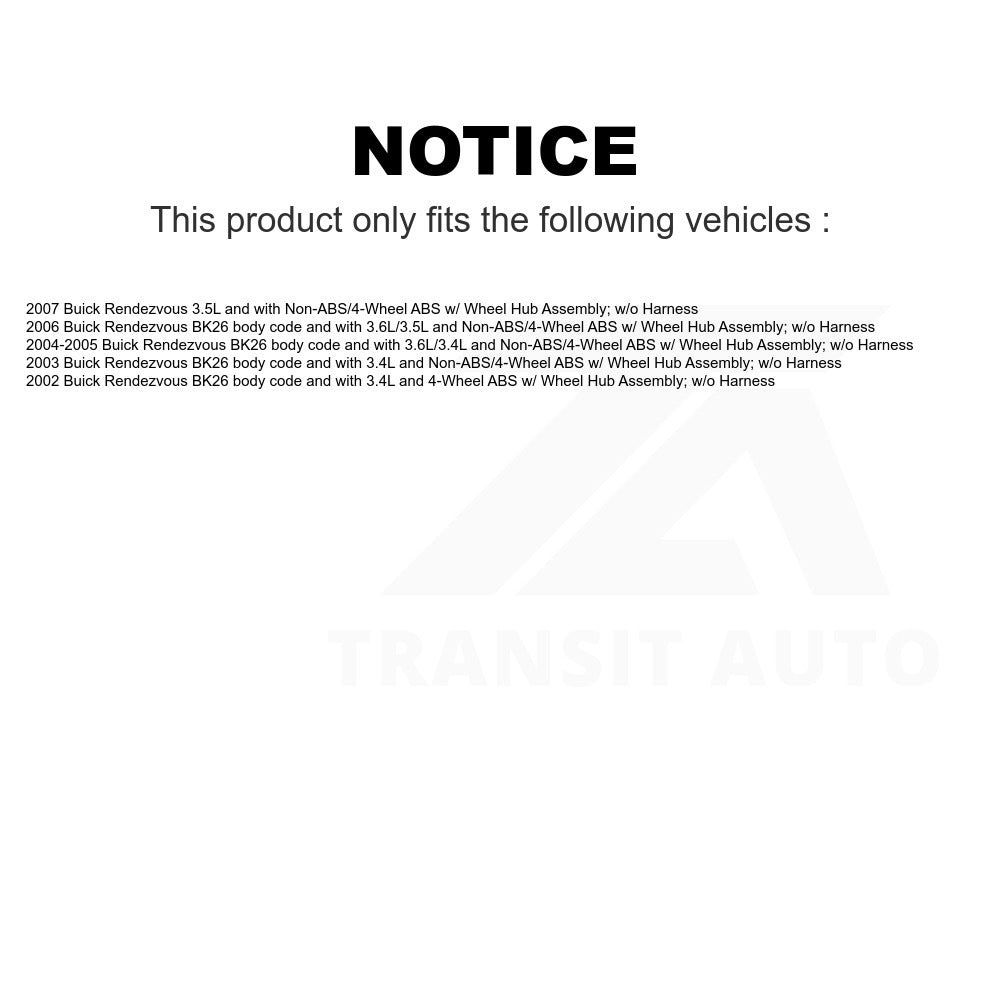 Mpulse Rear ABS Wheel Speed Sensor SEN-2ABS3282 For Buick Rendezvous w Hub Assembly; o Harness