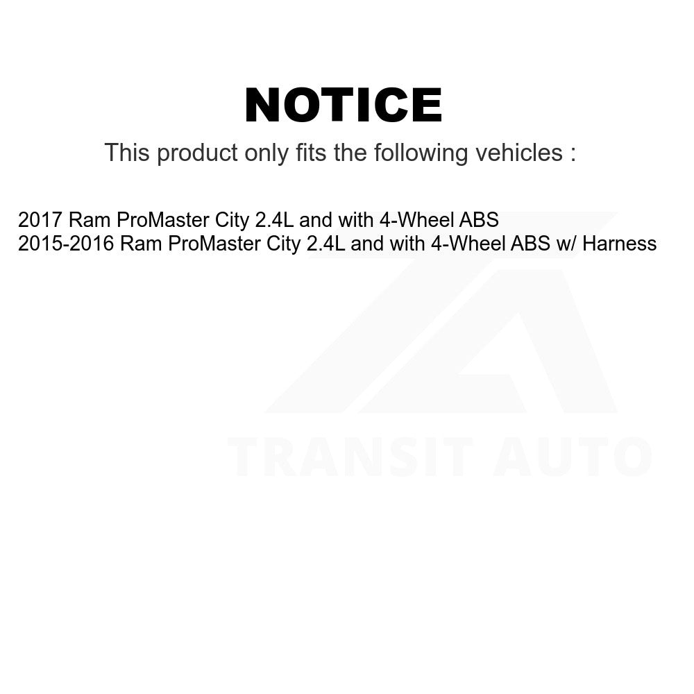 Mpulse Front ABS Wheel Speed Sensor SEN-2ABS3556 For Ram ProMaster City 2.4L with 4-Wheel