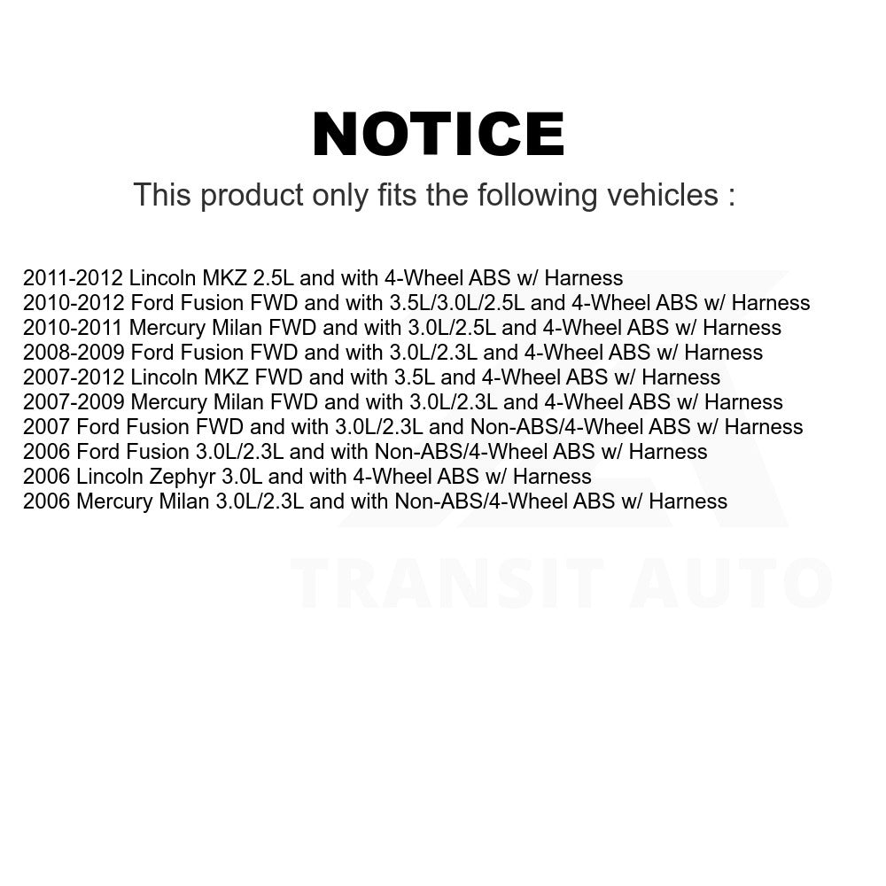 Mpulse Rear Right ABS Wheel Speed Sensor SEN-2ABS4036 For Ford Fusion Lincoln MKZ Mercury Milan Zephyr w/ Harness