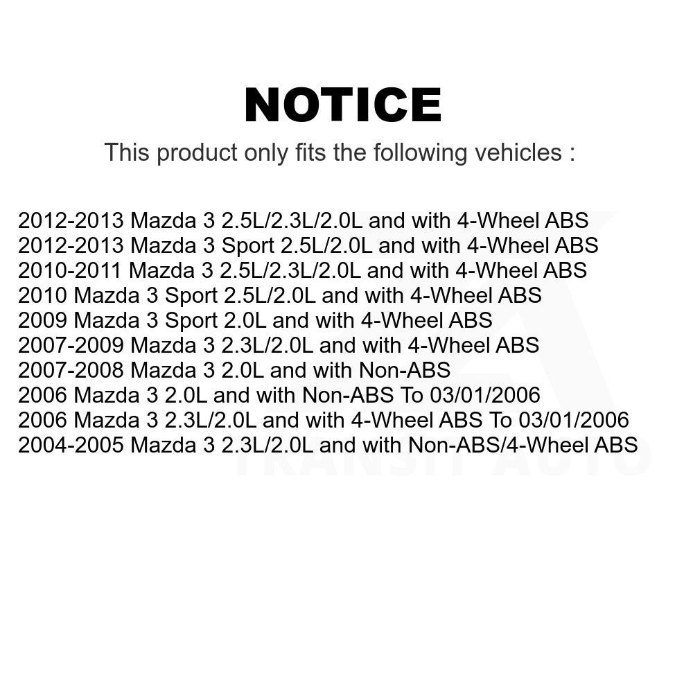 Mpulse Front ABS Wheel Speed Sensor Wiring Harness SEN-2ABS5074 For Mazda 3 Sport