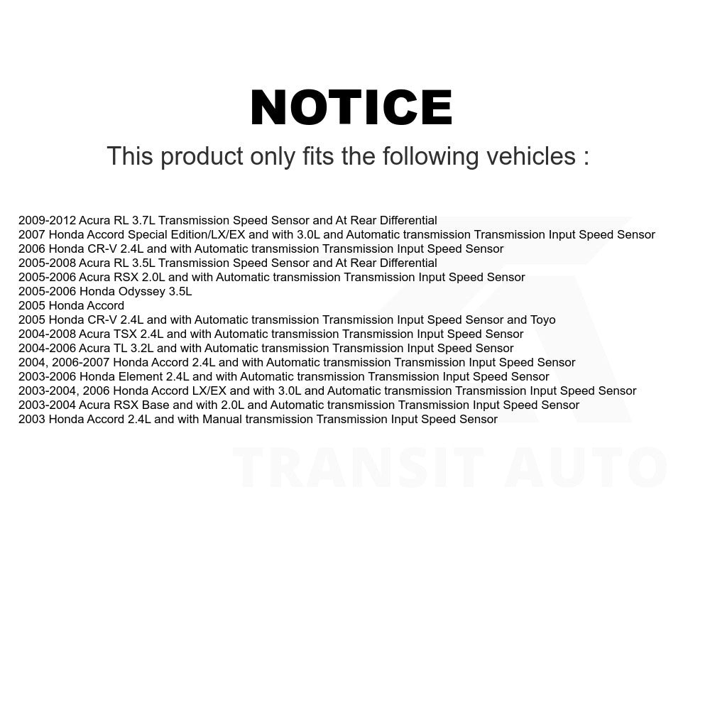 Mpulse Speed Sensor SEN-2VSS0004 For Honda Accord Acura Odyssey CR-V TL Element TSX RSX RL