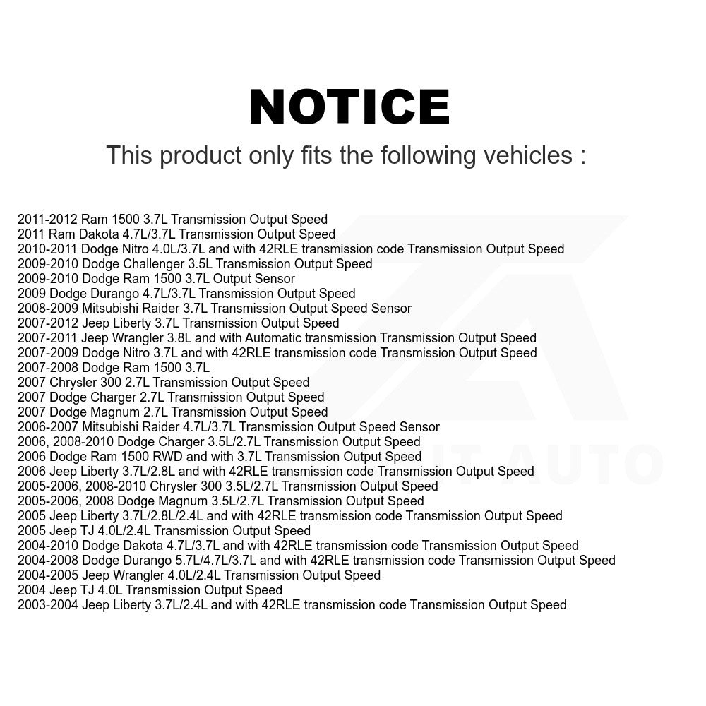 Mpulse Vehicle Speed Sensor SEN-2VSS0068 For Dodge Jeep Liberty Ram 1500 Wrangler Chrysler 300 Charger Dakota Durango Nitro Magnum Challenger Mitsubishi Raider TJ