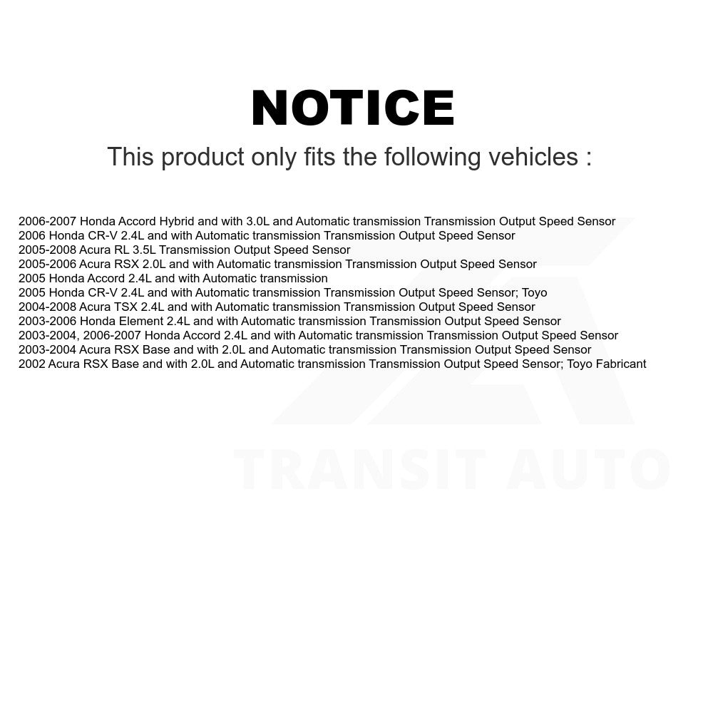 Mpulse Vehicle Speed Sensor SEN-2VSS0088 For Honda Accord Acura CR-V Element TSX RSX RL