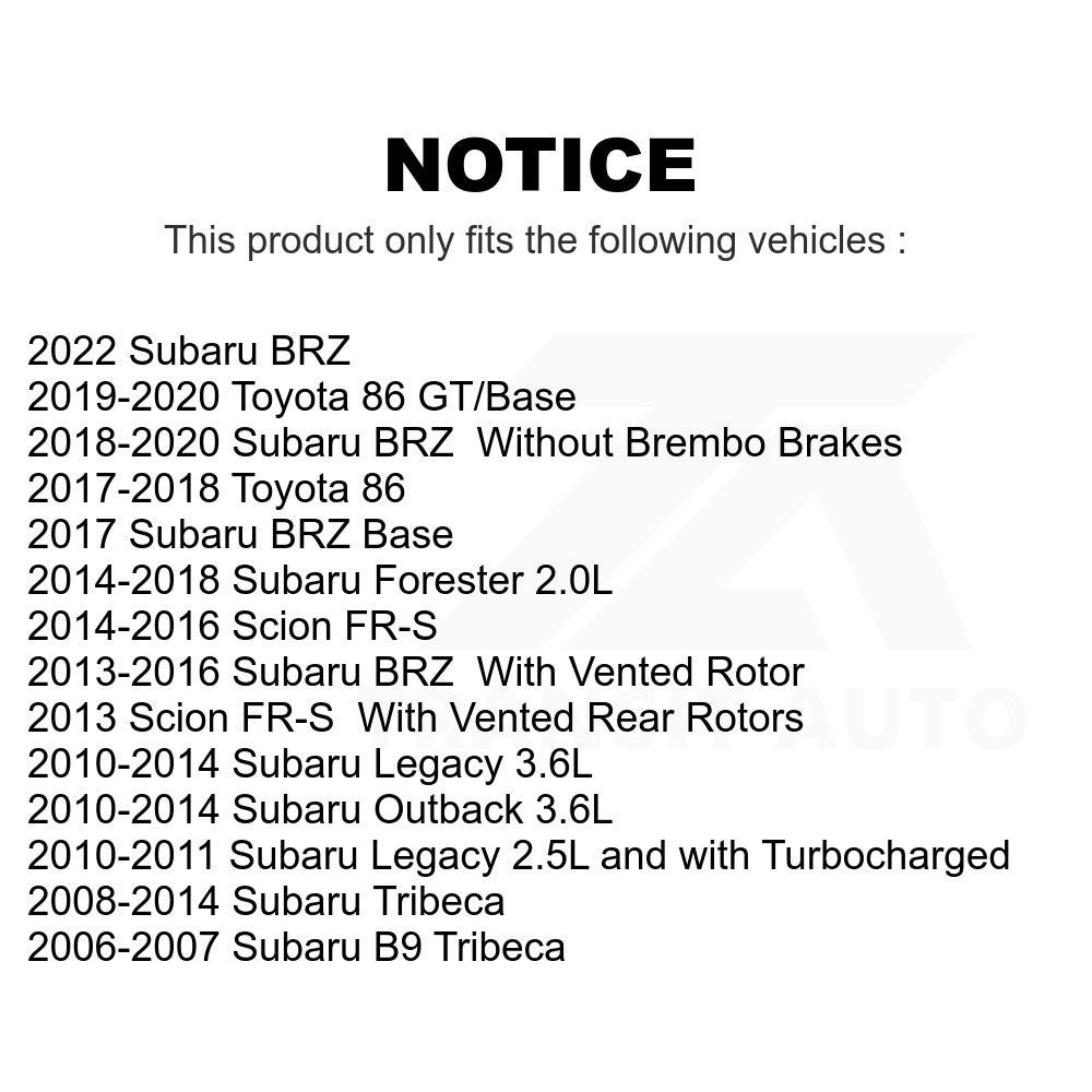 Rear Semi-Metallic Disc Brake Pads SIM-1124 For Subaru Forester Outback Legacy Scion FR-S BRZ Tribeca B9 Toyota 86
