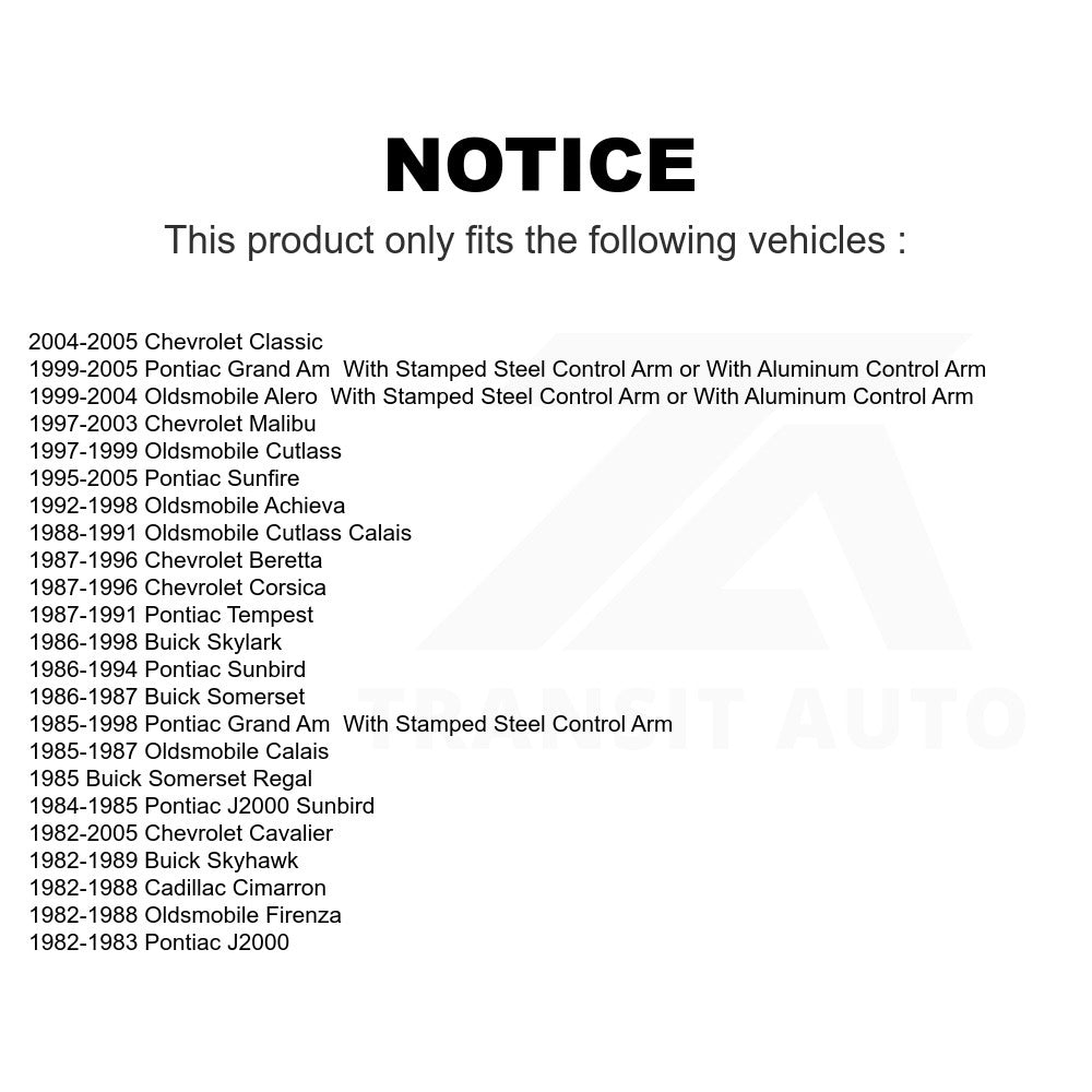 Front Lower Suspension Ball Joint TOR-K5273 For Chevrolet Cavalier Pontiac Grand Am Malibu Oldsmobile Alero Sunfire Classic Corsica Buick Skylark Cutlass Beretta Sunbird Achieva Calais Skyhawk J2000