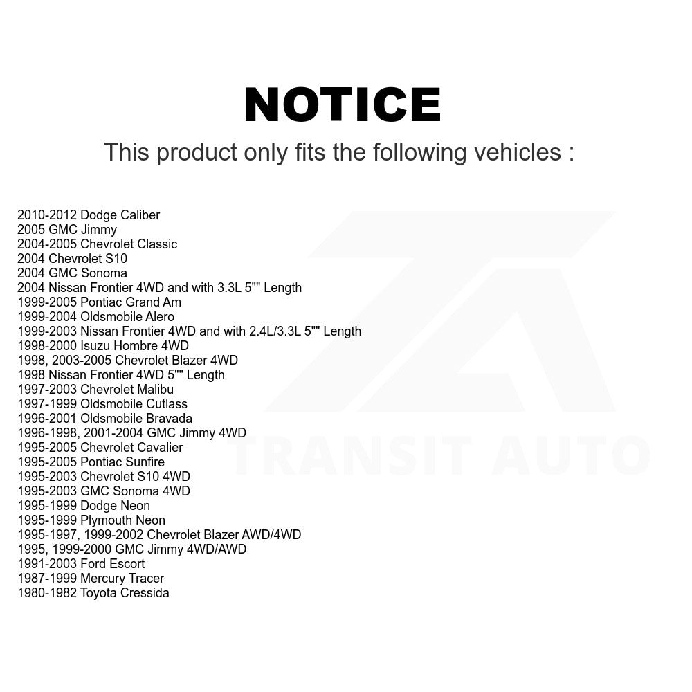 Suspension Stabilizer Bar Link Kit TOR-K700526 For Chevrolet S10 Blazer Cavalier Pontiac Nissan Frontier GMC Grand Am Malibu Sonoma Ford Escort Oldsmobile Alero Jimmy Sunfire Dodge Caliber Classic