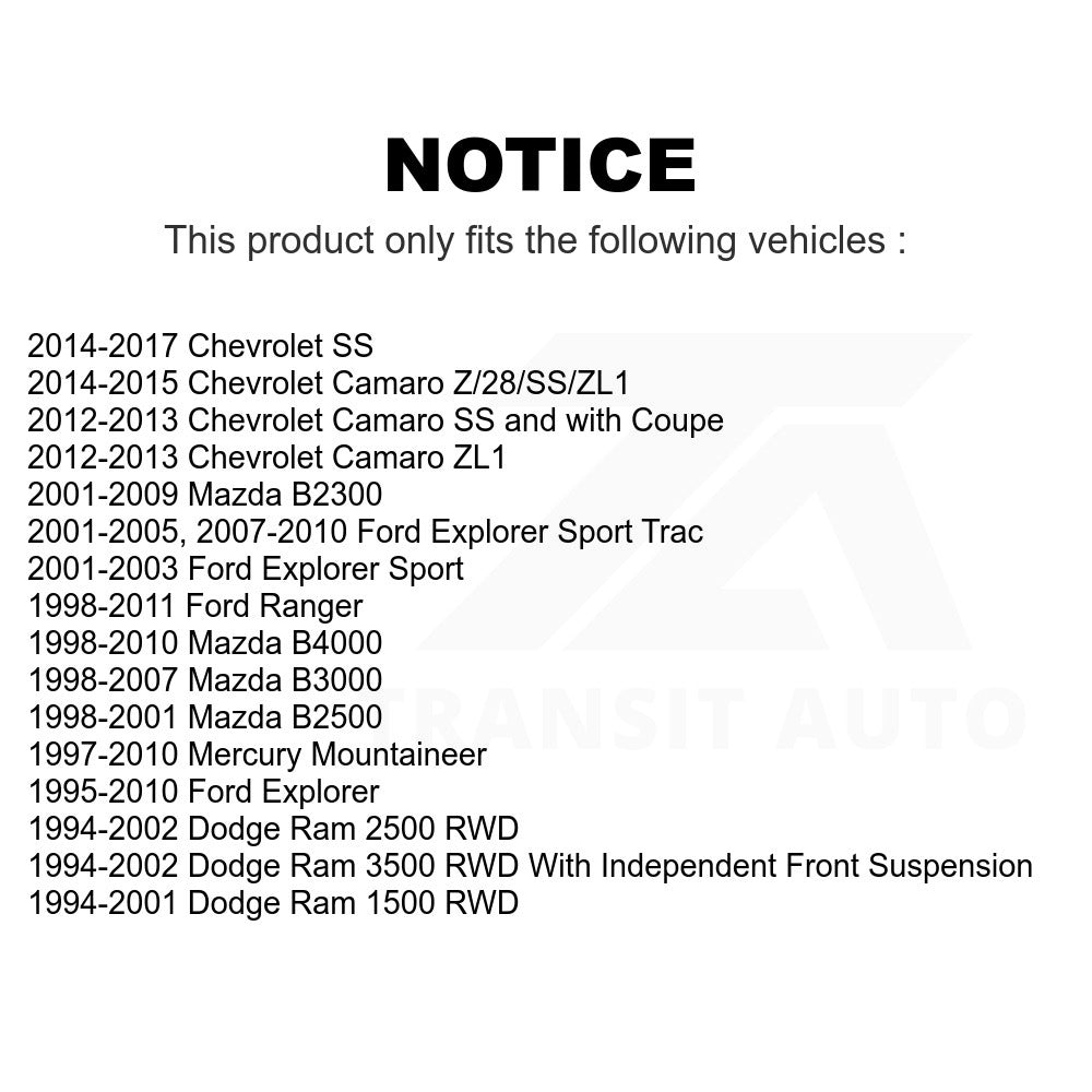 Suspension Stabilizer Bar Link Kit TOR-K700542 For Ford Explorer Ranger Dodge Ram 1500 2500 Chevrolet Camaro Sport Trac Mercury Mountaineer 3500 Mazda B3000 B2500 B4000 B2300 SS