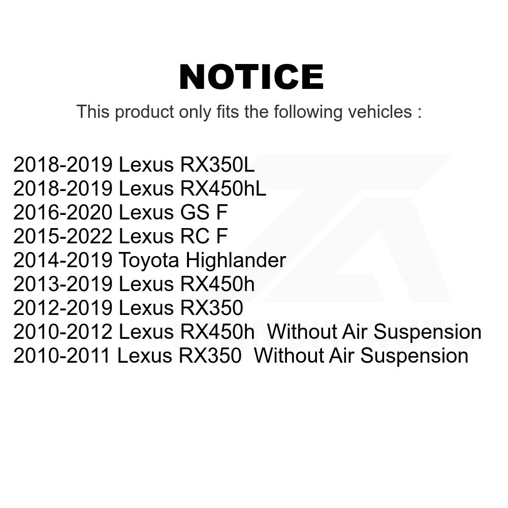 Right Suspension Stabilizer Bar Link Kit TOR-K750419 For Toyota Highlander Lexus RX350 RX450h RX350L RX450hL RC F GS