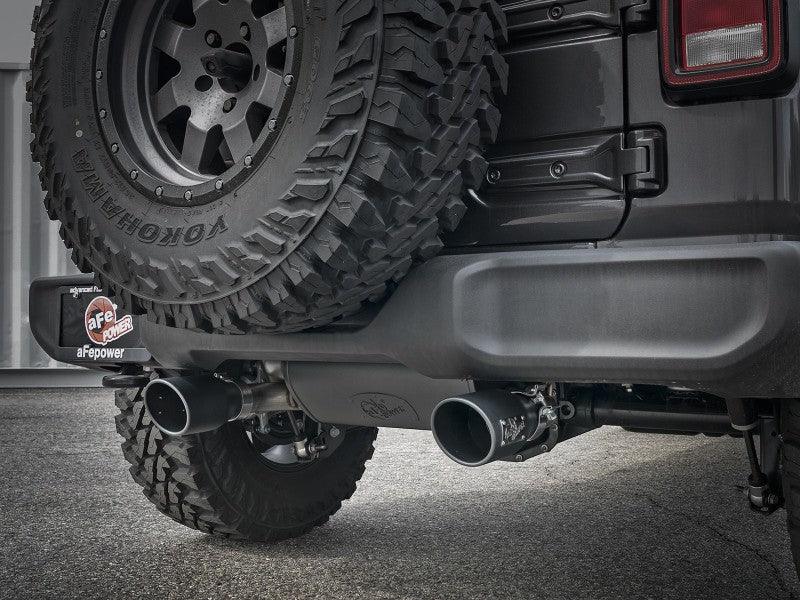 aFe Rebel Series 409 Stainless Steel Cat-Back Exhaust 18-21 Jeep Wrangler JL 2.0L (t) - Black Tip | Too Fast Autoparts | Order Online