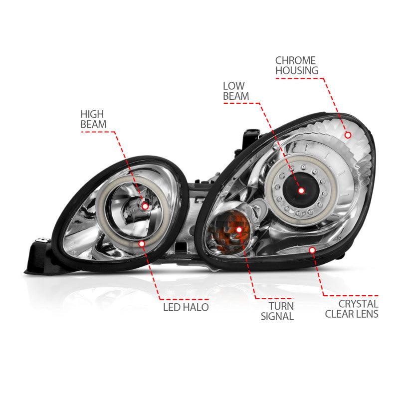 ANZO 1998-2005 Lexus Gs300 Projector Headlights w/ Halo Chrome | Too Fast Autoparts | Order Online | Canada & USA Shipping