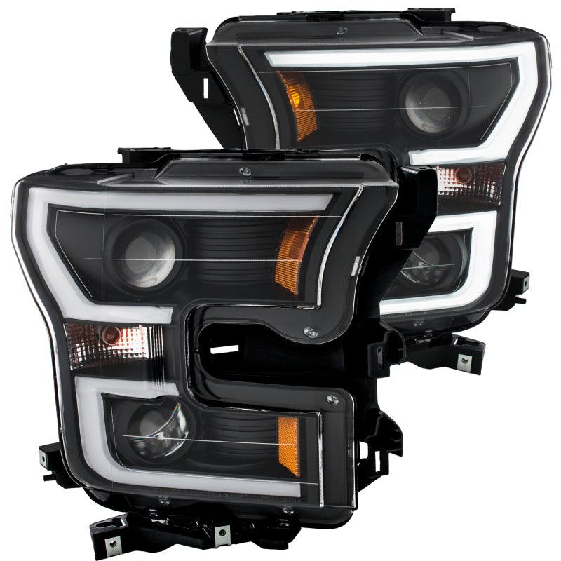 ANZO 2015-2016 Ford F-150 Projector Headlights w/ Plank Style Design Black w/ Amber | Too Fast Autoparts | Order Online | Canada & USA Shipping