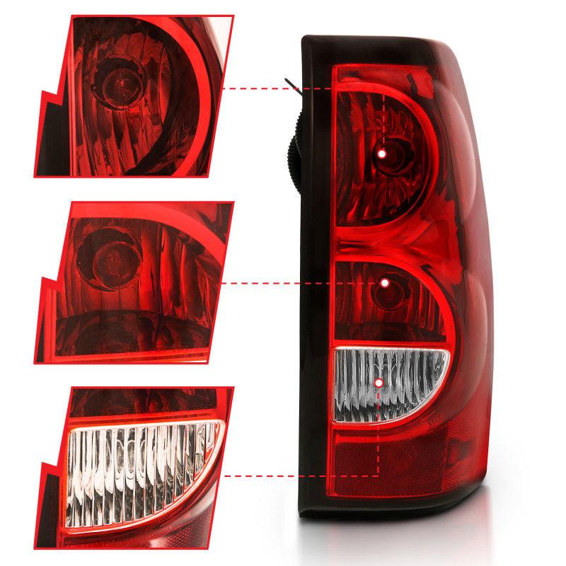 ANZO 2004-2007 Chevy Silverado Taillight Red/Clear Lens w/Black Trim (OE Replacement) | Too Fast Autoparts | Order Online | Canada & USA Shipping