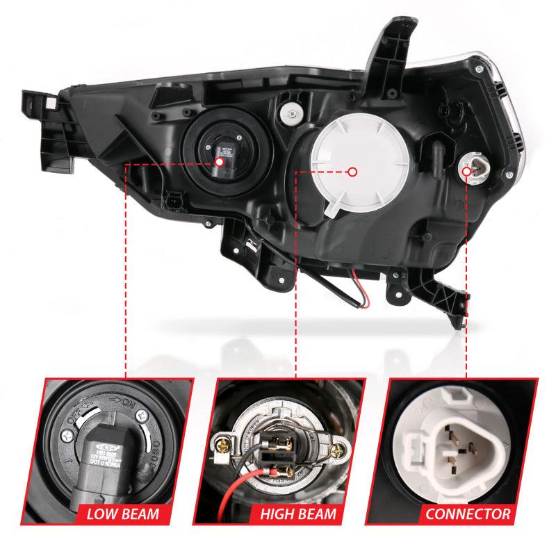 ANZO 14-18 Toyota 4 Runner Plank Style Projector Headlights Black w/ Amber | Too Fast Autoparts | Order Online