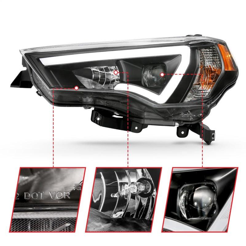 ANZO 14-18 Toyota 4 Runner Plank Style Projector Headlights Black w/ Amber | Too Fast Autoparts | Order Online