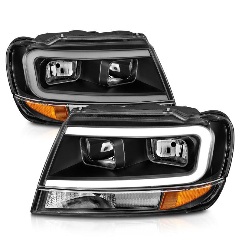 ANZO 99-04 Jeep Grand Cherokee Crystal Headlights - w/ Light Bar Black Housing | Too Fast Autoparts | Order Online | Canada & USA Shipping