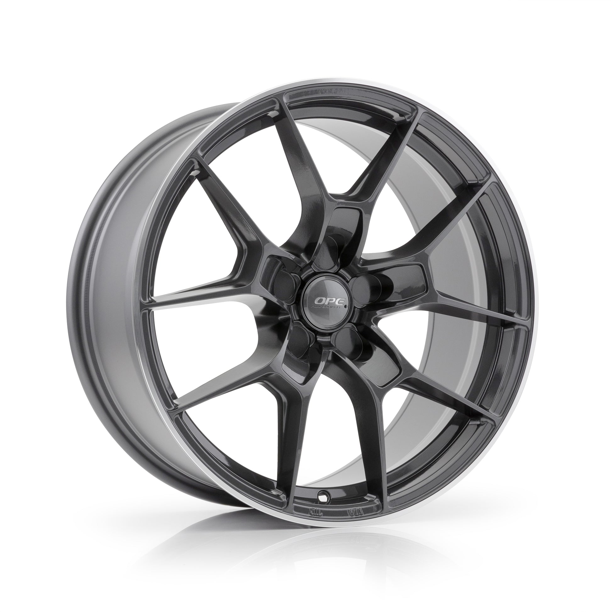 OPE Gloss Graphite + Machined Lip 18x9.5 5x114.3 Wheels - FF06-822GM