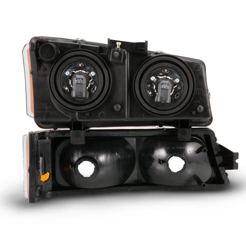 ANZO 2003-2006 Chevy Silverado Crystal Headlight w/ Signal Light Black Amber (4 pcs) | Too Fast Autoparts | Order Online | Canada & USA Shipping
