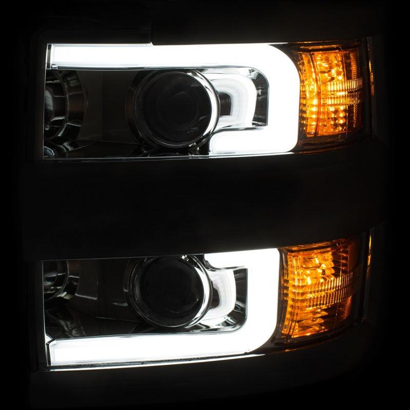 ANZO 2015-2016 Chevrolet Silverado Projector Headlights w/ Plank Style Design Chrome w/ Amber | Too Fast Autoparts | Order Online | Canada & USA Shipping