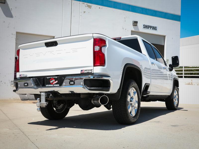 aFe Large Bore-HD 5 IN 409 SS DPF-Back Exhaust System w/Polished Tip 20-21 GM Truck V8-6.6L | Too Fast Autoparts | Order Online