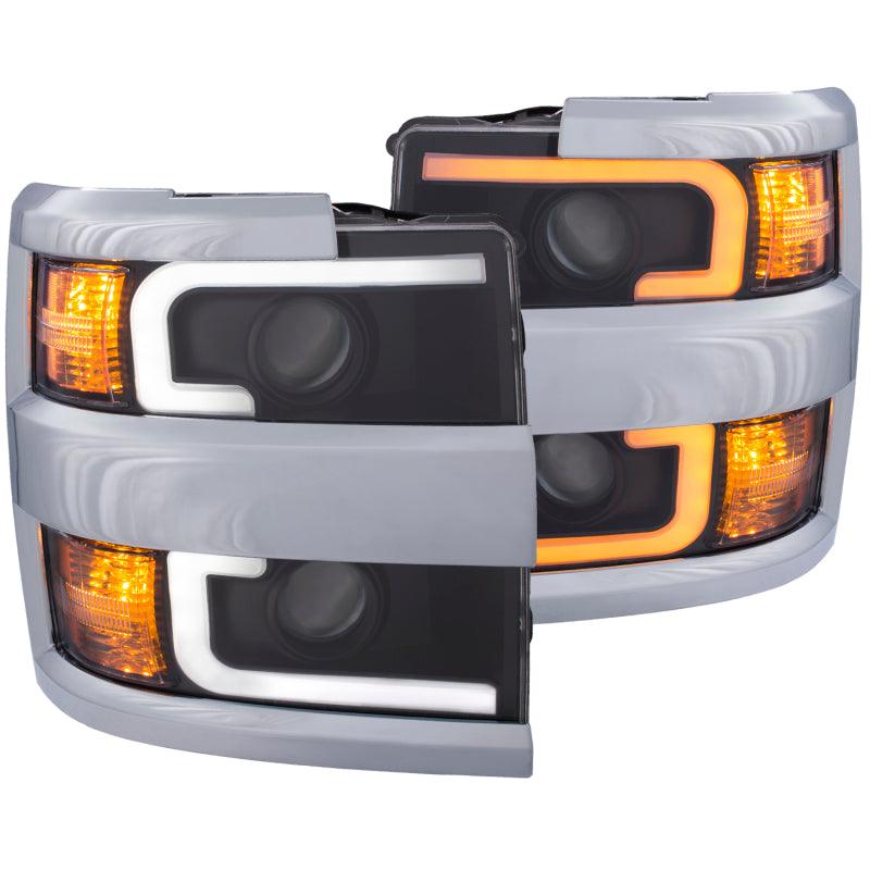 ANZO Projector Headlights 15-17 Chevrolet Silverado 2500HD / 3500HD Black w/ Chrome Rim | Too Fast Autoparts | Order Online | Canada & USA Shipping