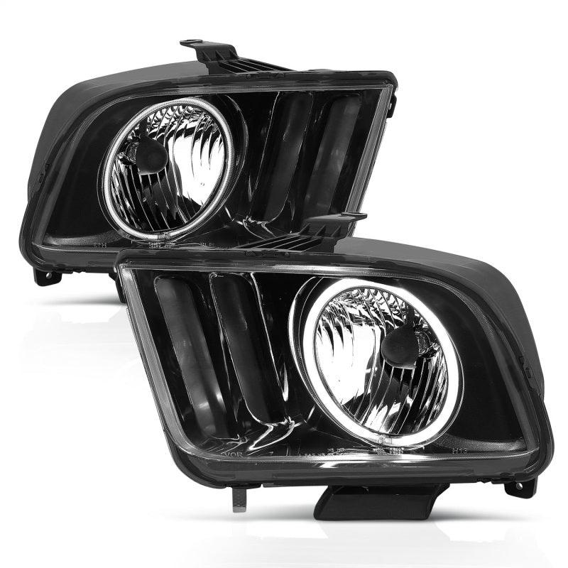 ANZO 2005-2009 Ford Mustang Crystal Headlights w/ Halo Black (CCFL) | Too Fast Autoparts | Order Online | Canada & USA Shipping