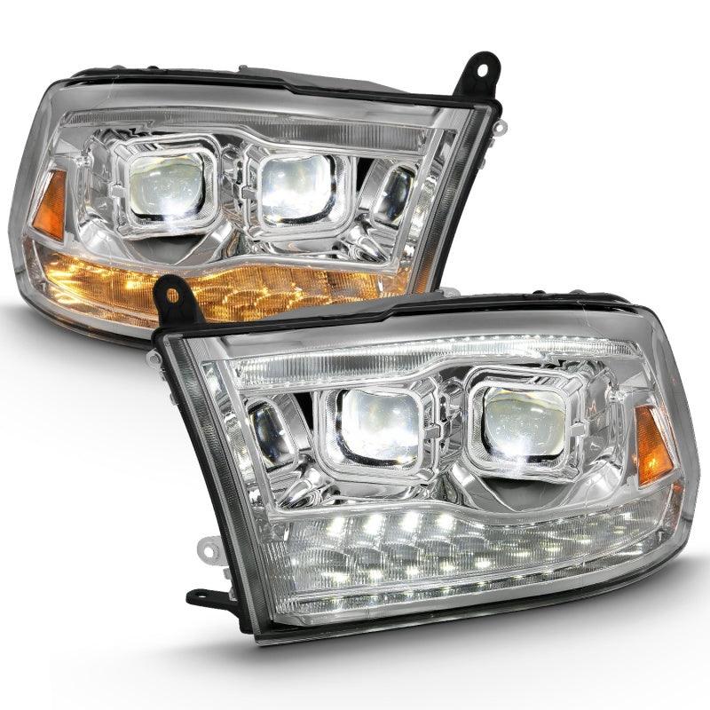 ANZO 2009-2018 Dodge Ram 1500 Led Projector Plank Style Switchback H.L Halo Chrome Amber (OE Style) | Too Fast Autoparts | Order Online | Canada & USA Shipping
