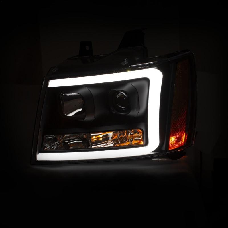 ANZO 07-14 Chevy Tahoe Projector Headlights w/ Plank Style Design Black w/ Amber | Too Fast Autoparts | Order Online