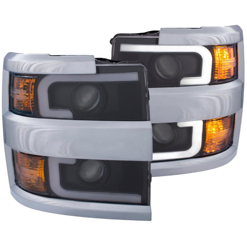 ANZO Projector Headlights 15-17 Chevrolet Silverado 2500HD / 3500HD Black w/ Chrome Rim | Too Fast Autoparts | Order Online | Canada & USA Shipping