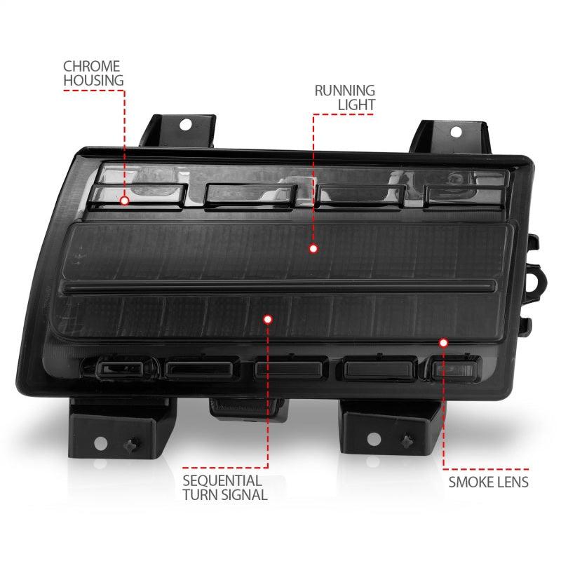 ANZO Wrangler 18-21/Gladiator 20+ LED Side Marker Lights Smoke w Sequential Signal | Too Fast Autoparts | Order Online | Canada & USA Shipping