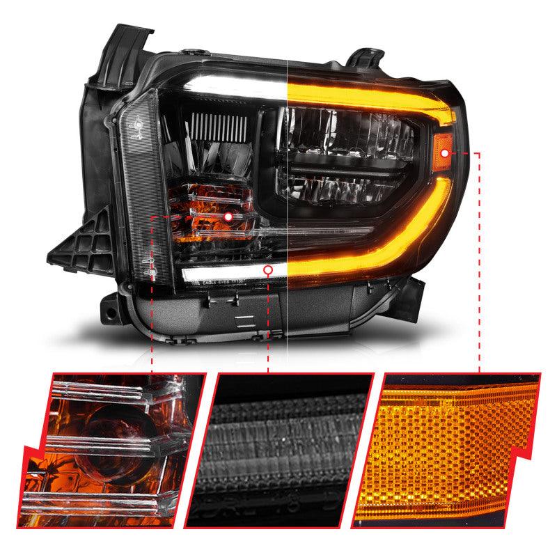 ANZO 2014-2017 Toyota Tundra LED Crystal Headlights w/ Switchback Black Housing w/ DRL | Too Fast Autoparts | Order Online | Canada & USA Shipping