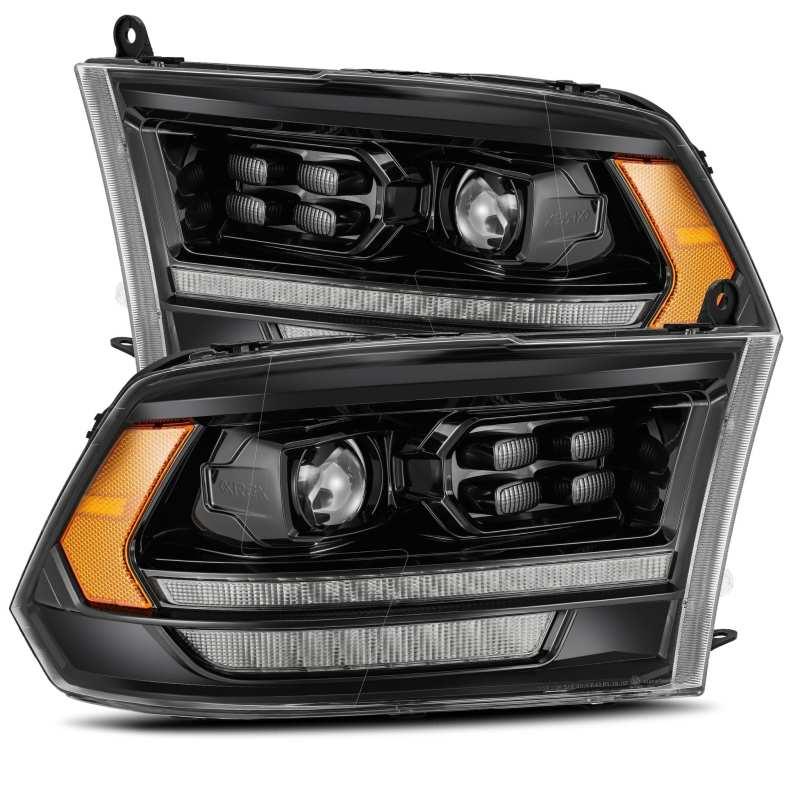 AlphaRex 09-18 Dodge Ram 1500HD PRO-Series Proj Headlights Plank Style Alpha Black w/Seq Signal/DRL | Too Fast Autoparts | Order Online