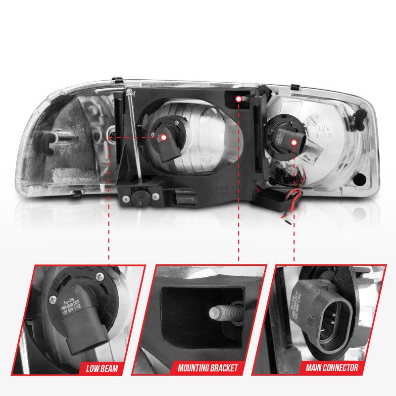 Anzo 99-17 GMC Sierra/Denali Headlights Black Amber (w/C Light Bars) | Too Fast Autoparts | Order Online | Canada & USA Shipping