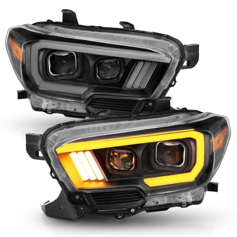 ANZO 2016-2017 Toyota Tacoma Projector Headlights w/ Plank Style Switchback Black w/ Amber w/ DRL | Too Fast Autoparts | Order Online | Canada & USA Shipping