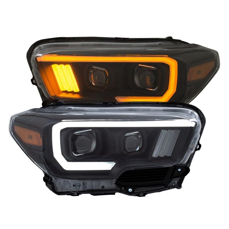 ANZO 2016-2017 Toyota Tacoma Projector Headlights w/ Plank Style Switchback Black w/ Amber w/ DRL | Too Fast Autoparts | Order Online | Canada & USA Shipping