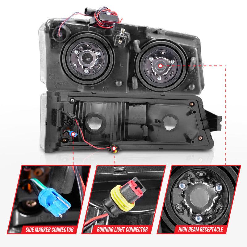 ANZO 2003-2006 Chevrolet Silverado 1500 Crystal Headlights w/ Light Bar Chrome Housing | Too Fast Autoparts | Order Online | Canada & USA Shipping