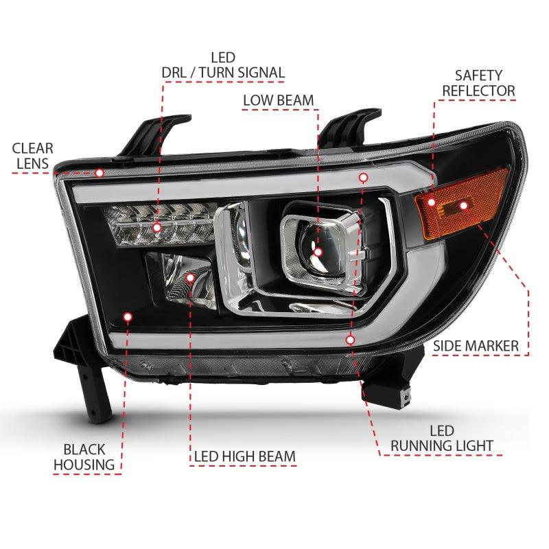 ANZO 2007-2014 Toyota Tundra Projector Light Bar H.L Black Amber(Led High Beam) (Halogen Version) | Too Fast Autoparts | Order Online | Canada & USA Shipping