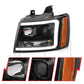 ANZO 07-14 Chevy Tahoe Projector Headlights w/ Plank Style Design Black w/ Amber | Too Fast Autoparts | Order Online