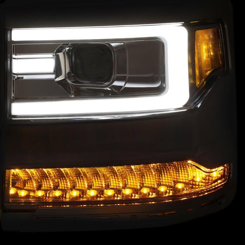 ANZO 16-17 Chevy Silverado 1500 Projector Headlights Plank Style Design Chrome w/ Amber | Too Fast Autoparts | Order Online