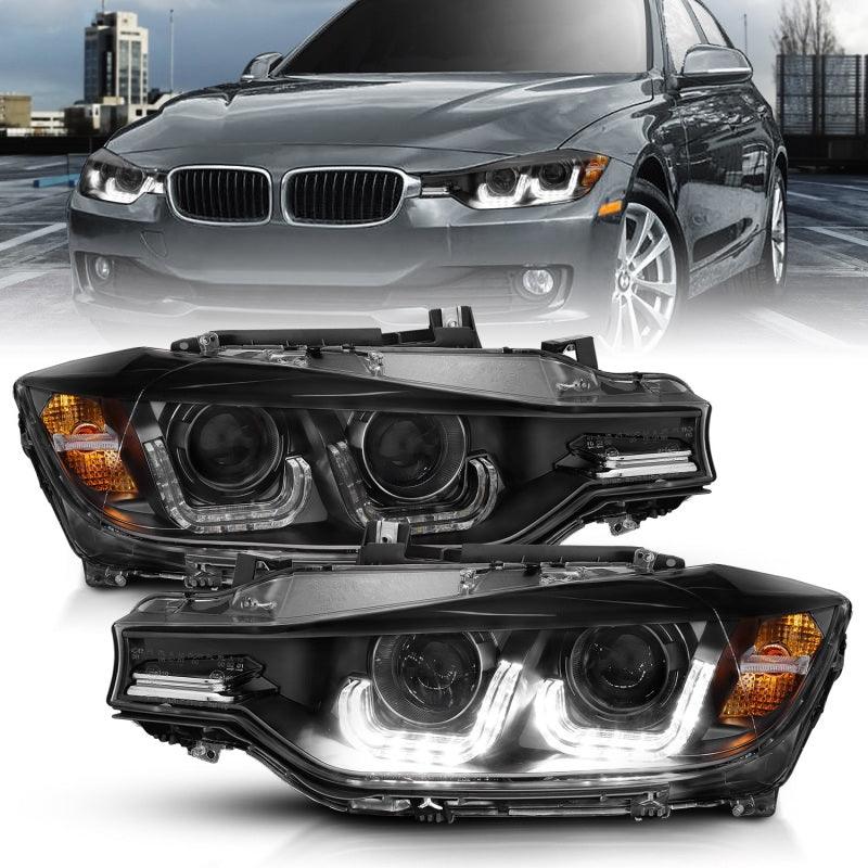 ANZO 2012-2015 BMW 3 Series Projector Headlights w/ U-Bar Black | Too Fast Autoparts | Order Online | Canada & USA Shipping