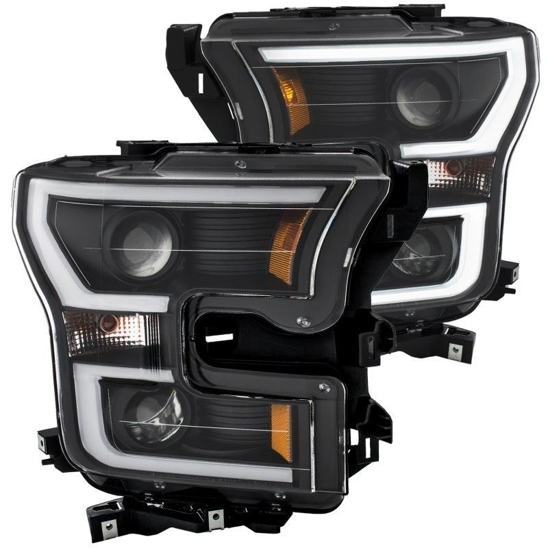 ANZO 2015-2017 Ford F-150 Projector Headlights w/ Plank Style Switchback Black w/ Amber | Too Fast Autoparts | Order Online | Canada & USA Shipping