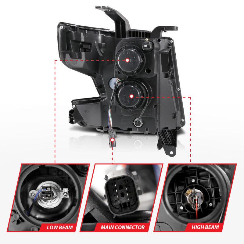 ANZO 2015-2020 Chevy Tahoe Projector Headlights Plank Style Black w/DRL | Too Fast Autoparts | Order Online | Canada & USA Shipping