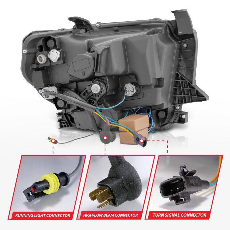 ANZO 2014-2017 Toyota Tundra LED Crystal Headlights w/ Switchback Black Housing w/ DRL | Too Fast Autoparts | Order Online | Canada & USA Shipping