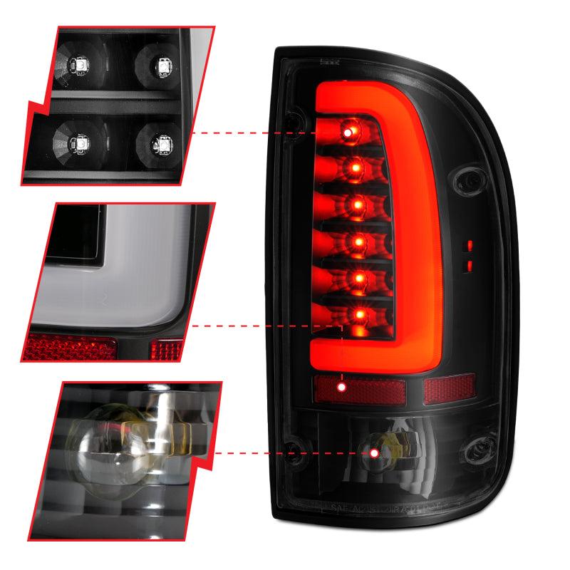 ANZO 1995-2000 Toyota Tacoma LED Taillights Black Housing Smoke Lens (Pair) | Too Fast Autoparts | Order Online | Canada & USA Shipping