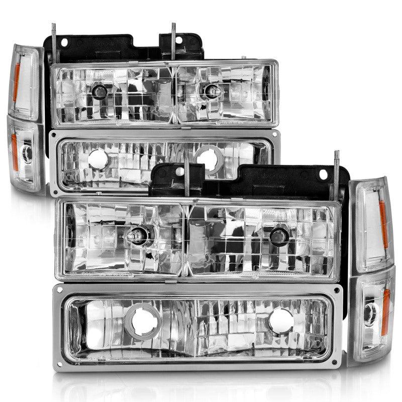 ANZO 88-98 Chevrolet C1500 Crystal Headlights Chrome w/ Signal and Side Marker Lights | Too Fast Autoparts | Order Online | Canada & USA Shipping