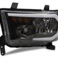 Raxiom 07-13 Toyota Tundra Axial Series Headlights w/ LED Bar- Black Housing (Clear Lens)