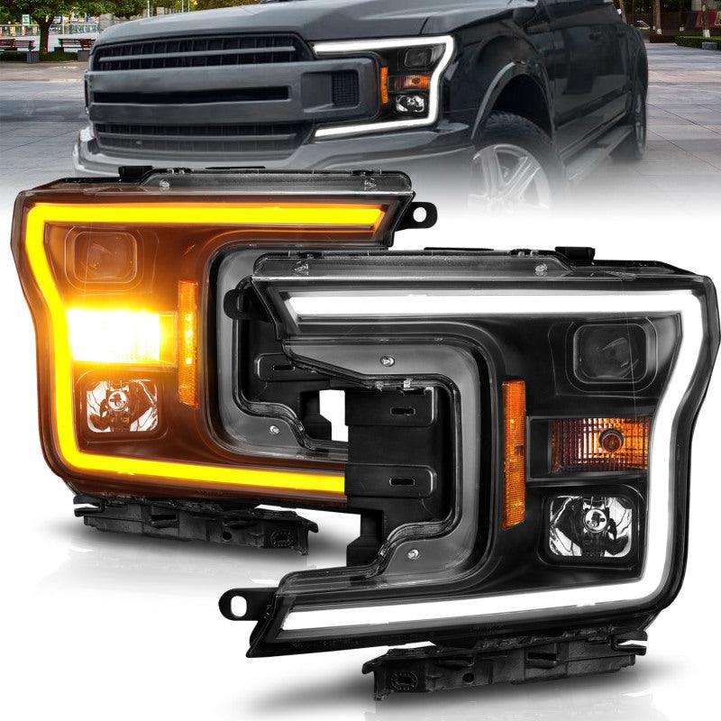 ANZO 2018-2020 Ford F-150 Projector Headlight w/ Plank Style Switchback Black Housing | Too Fast Autoparts | Order Online | Canada & USA Shipping