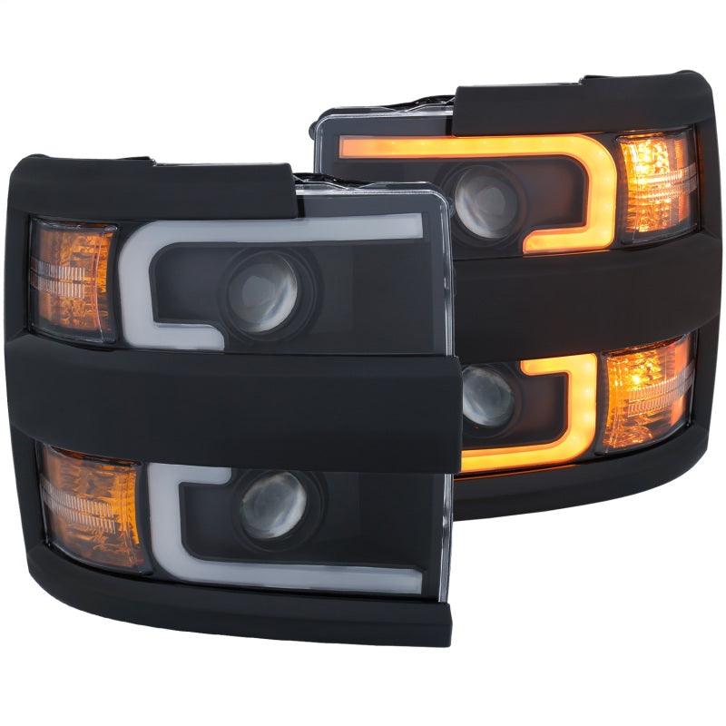 ANZO Projector Headlights 15-17 Chevrolet Silverado 2500HD / 3500HD Black w/ Black Rim | Too Fast Autoparts | Order Online | Canada & USA Shipping