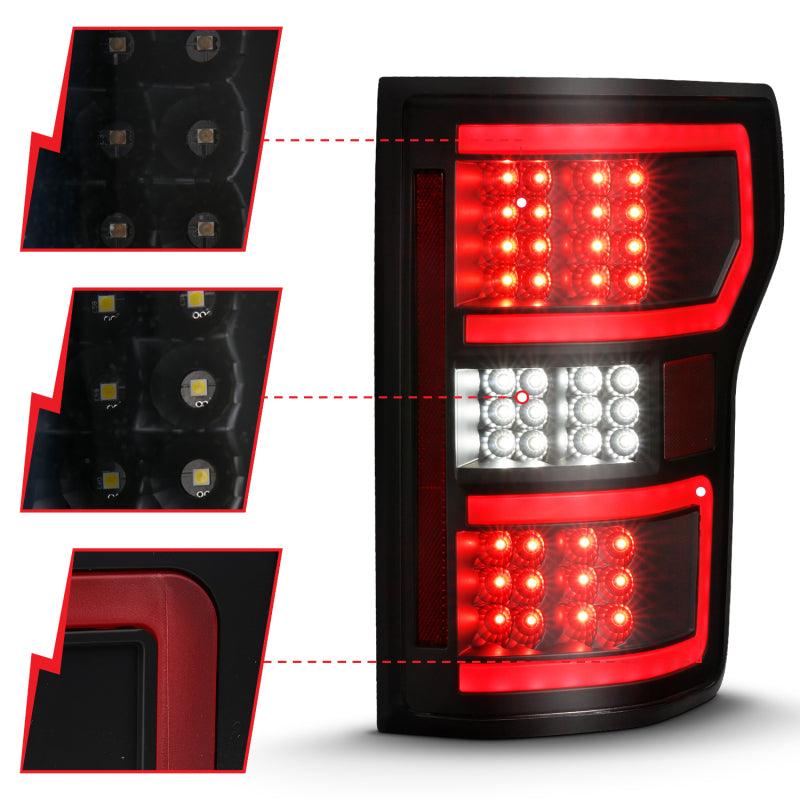 ANZO 18-19 Ford F-150 LED Taillight Black Housing Clear Lens Red Light Bar W/Sequential | Too Fast Autoparts | Order Online