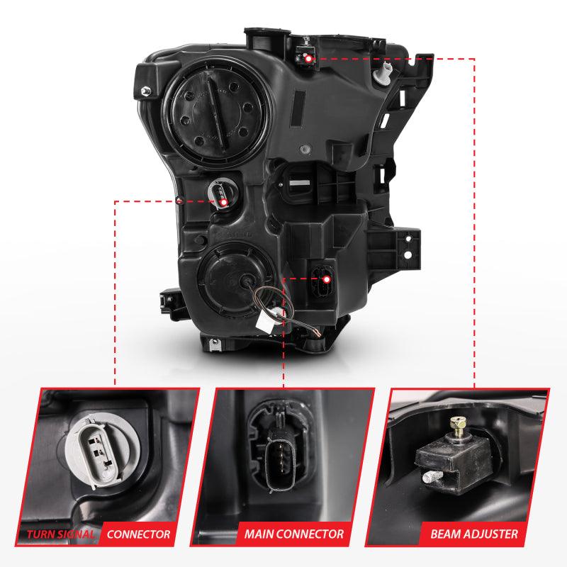 ANZO 2015-2017 Ford F-150 Projector Headlights w/ Plank Style Switchback Black w/ Amber | Too Fast Autoparts | Order Online | Canada & USA Shipping