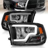 ANZO 2009-2018 Dodge Ram 1500 Crystal Headlights w/ Light Bar Black Housing | Too Fast Autoparts | Order Online | Canada & USA Shipping